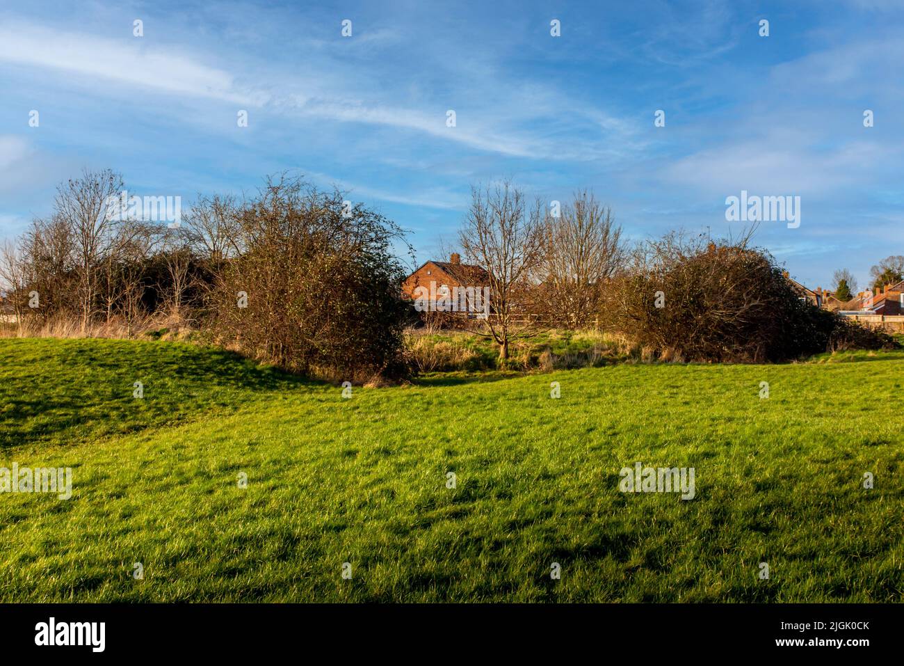 Paesaggio a Margaret's Camp un monumento ormeggiato risalente alla fine del XV secolo alla periferia di Tewkesbury in Gloucestershire Inghilterra Regno Unito. Foto Stock