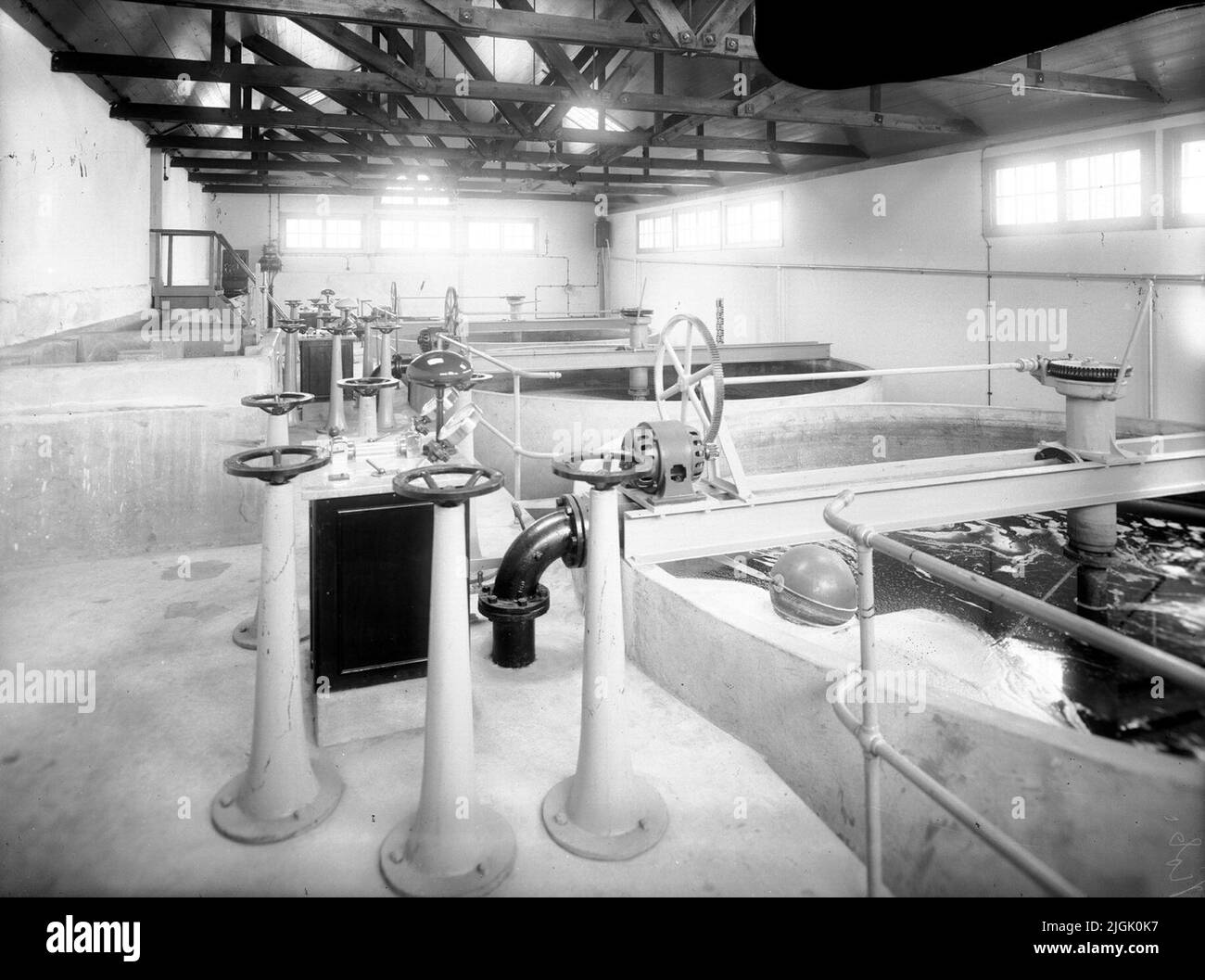 Vattenkraft la sala macchine di Karlskrona City's Waterworks a Lyckeby. Foto Stock