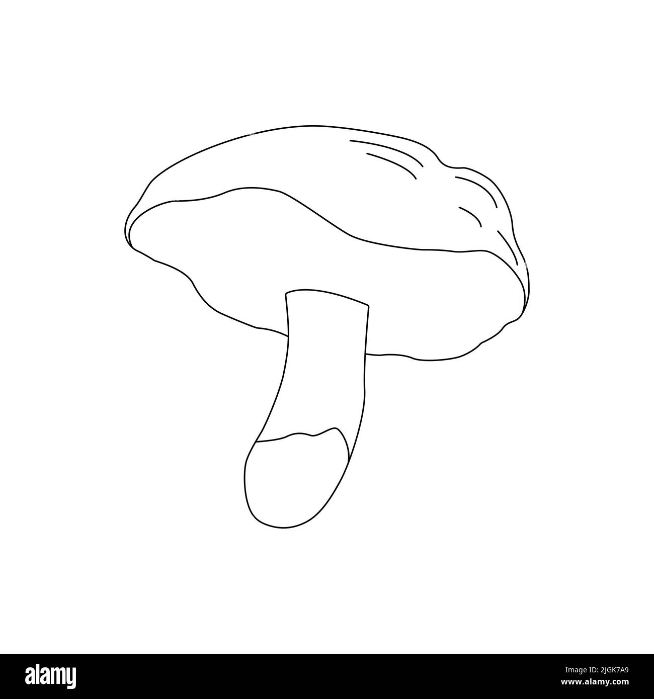 Logo raffigurante funghi. Tatuaggio di funghi altamente dettagliato in linea stile d'arte. Clip art bianco e nero isolato su sfondo bianco. Illustrazione Vettoriale