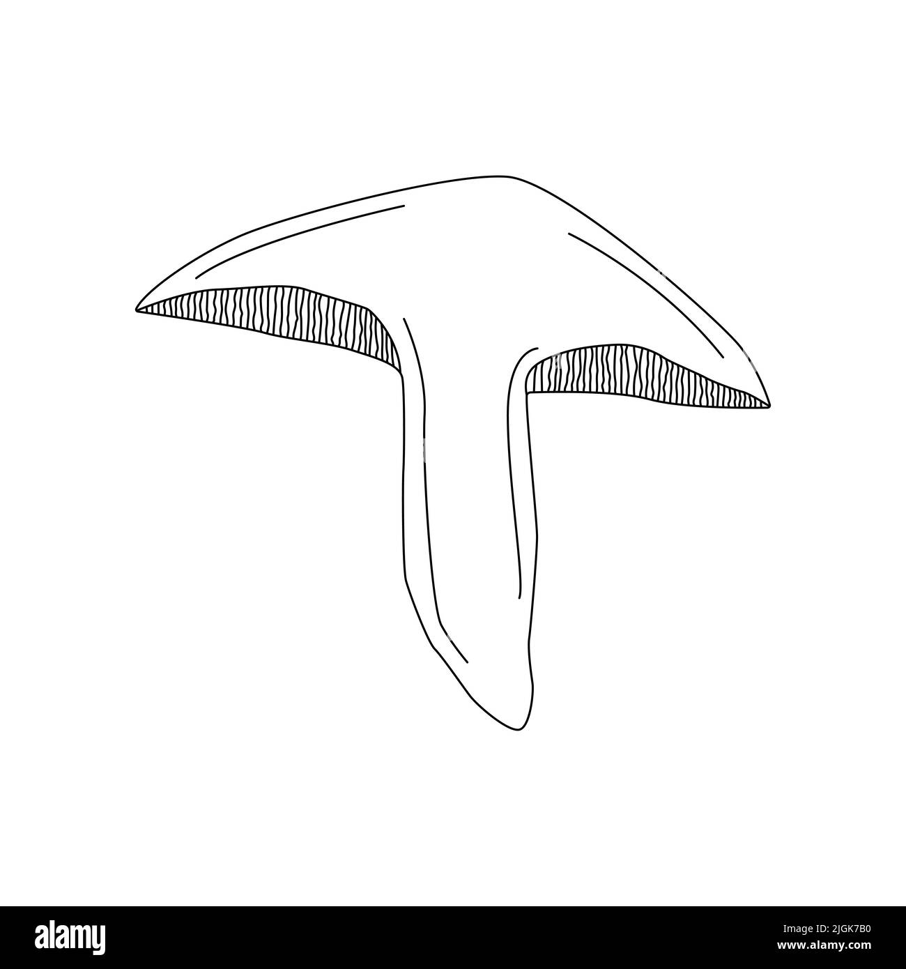 Logo raffigurante funghi. Tatuaggio di funghi altamente dettagliato in linea stile d'arte. Clip art bianco e nero isolato su sfondo bianco. Illustrazione Vettoriale