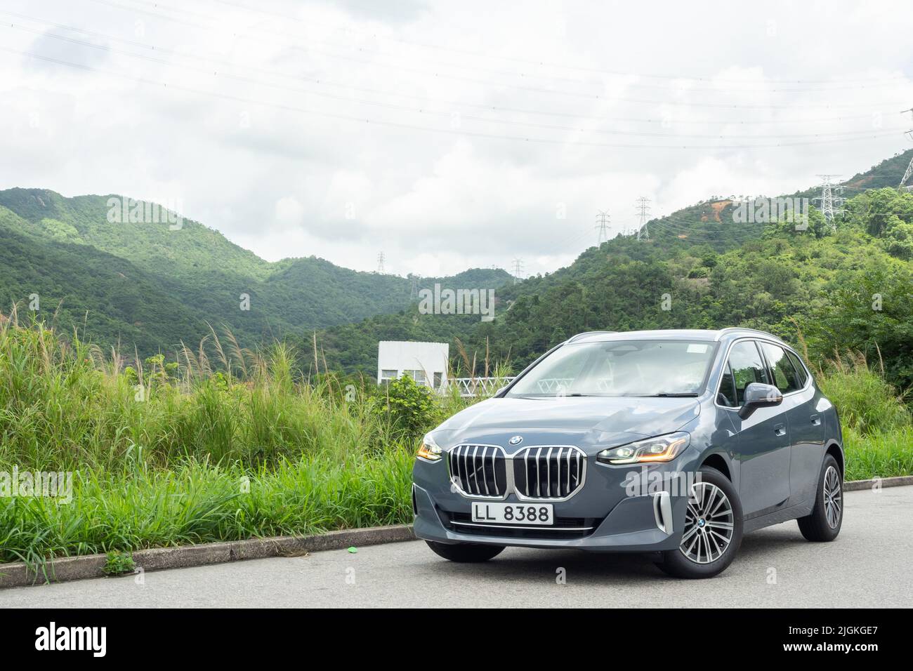 Hong Kong, Cina 31 maggio 2022 : BMW 218i MPV 2022 Test Drive Day 31 2022 maggio a Hong Kong. Foto Stock