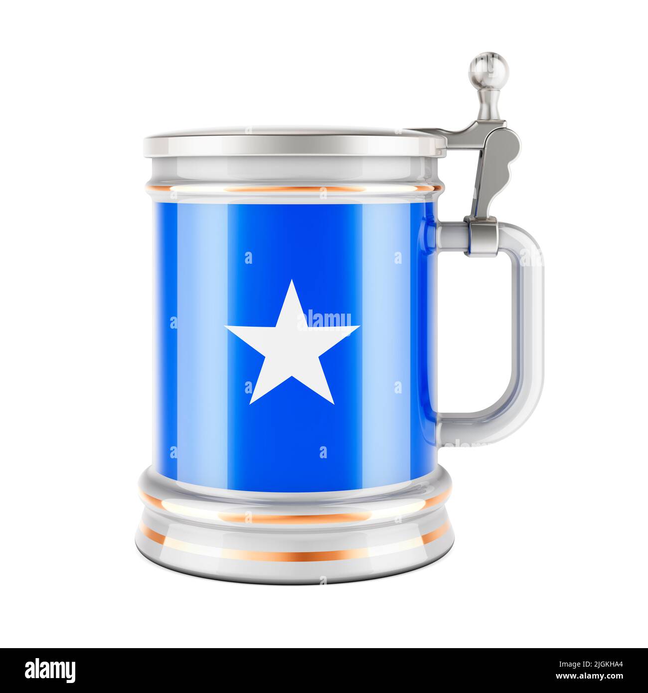 Tazza di birra con bandiera somala, 3D resa isolata su sfondo bianco Foto Stock
