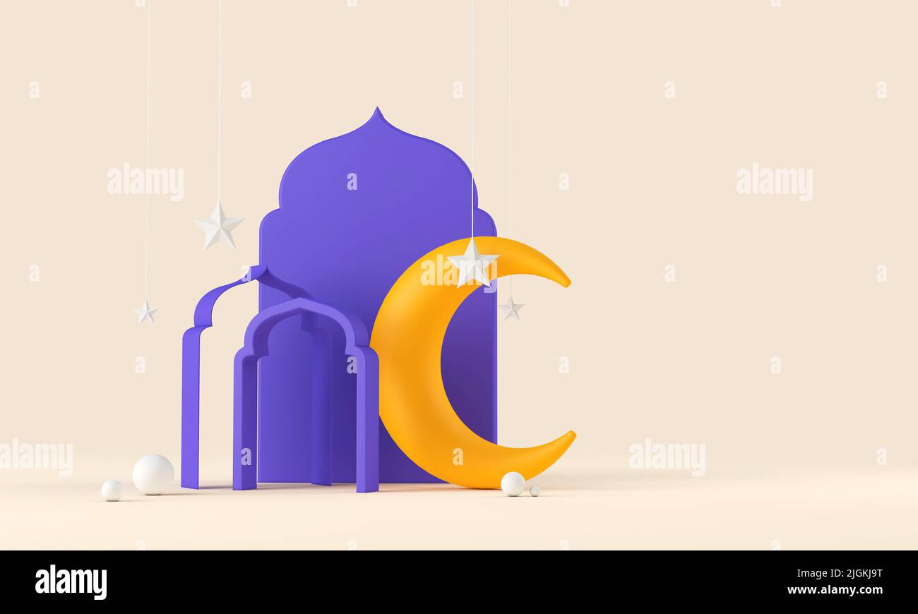 EID Murbarak sfondo religioso tradizionale. 3D rendering Foto Stock
