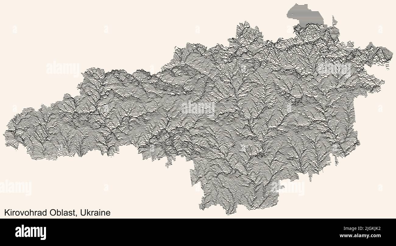 Mappa topografica del rilievo dell'OBLAST DI KIROVOHRAD, UCRAINA Illustrazione Vettoriale