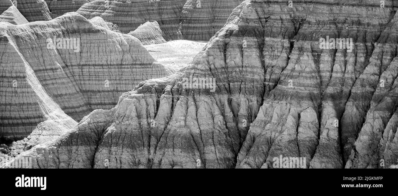Il Badlands Wall al Big Badlands si affaccia nel Badlands National Park nel South Dakota USA Foto Stock