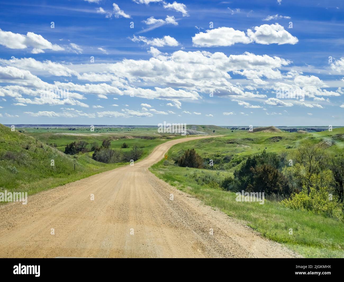 Sage Creek Rim Road nel Badlands National Park, South Dakota Foto Stock