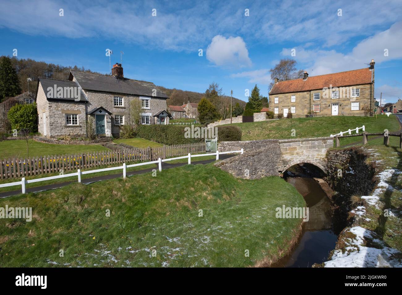 Neve invernale a Hutton-le-hole, ryedale, nord yorkshire Foto Stock