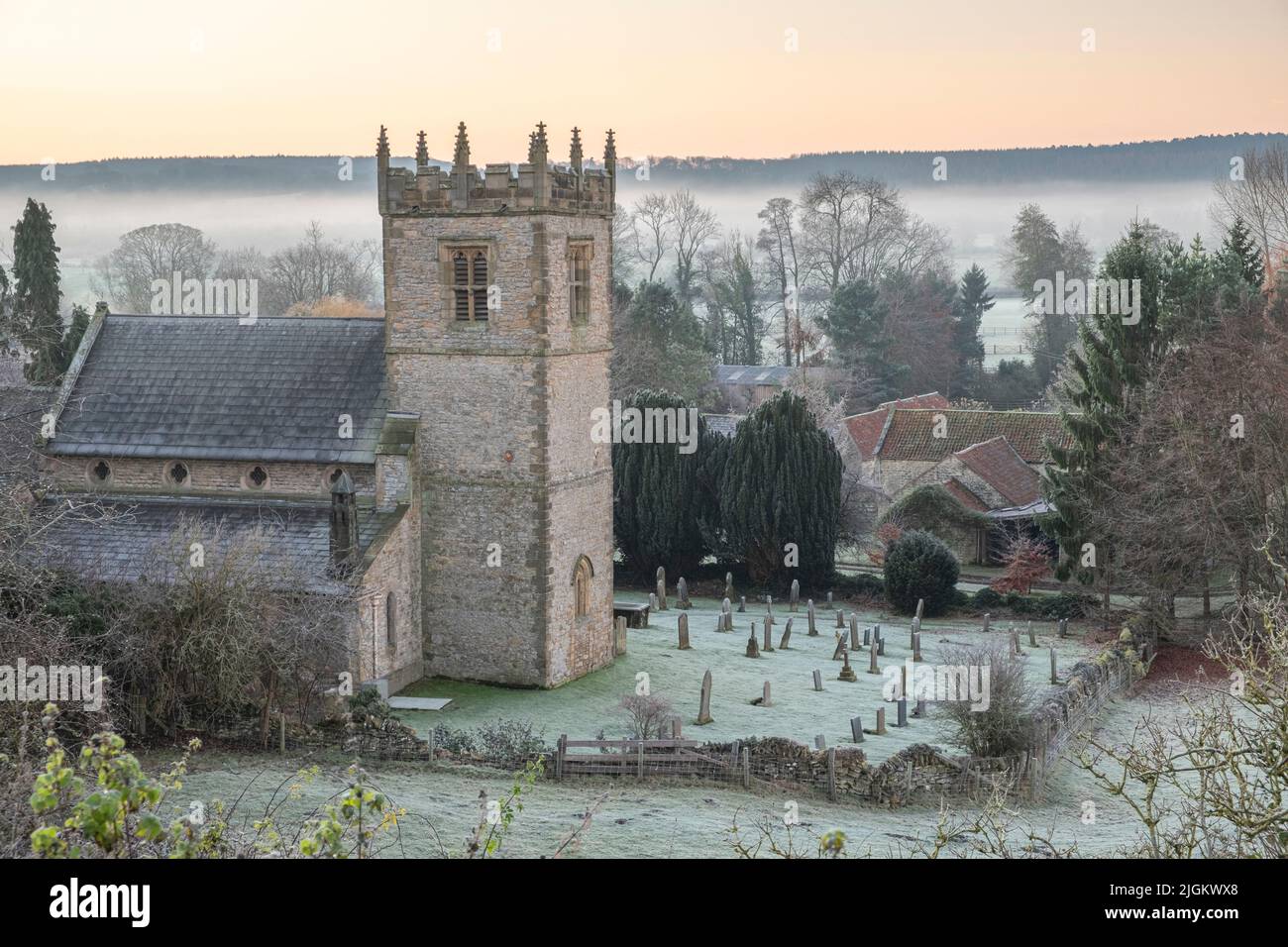 Stonegrave minster chiesa in un giorno gelido, distretto di Ryedale, North Yorkshire Foto Stock