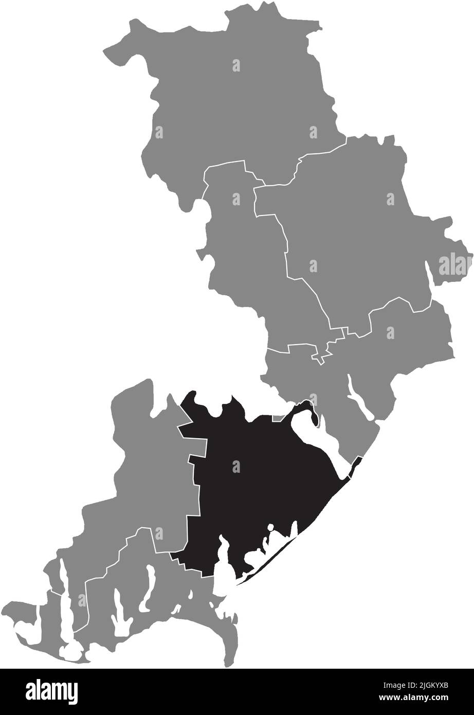 Mappa di localizzazione DEL RAION BILHOROD-DNISTROVSKYI, ODESSA OBLAST Illustrazione Vettoriale