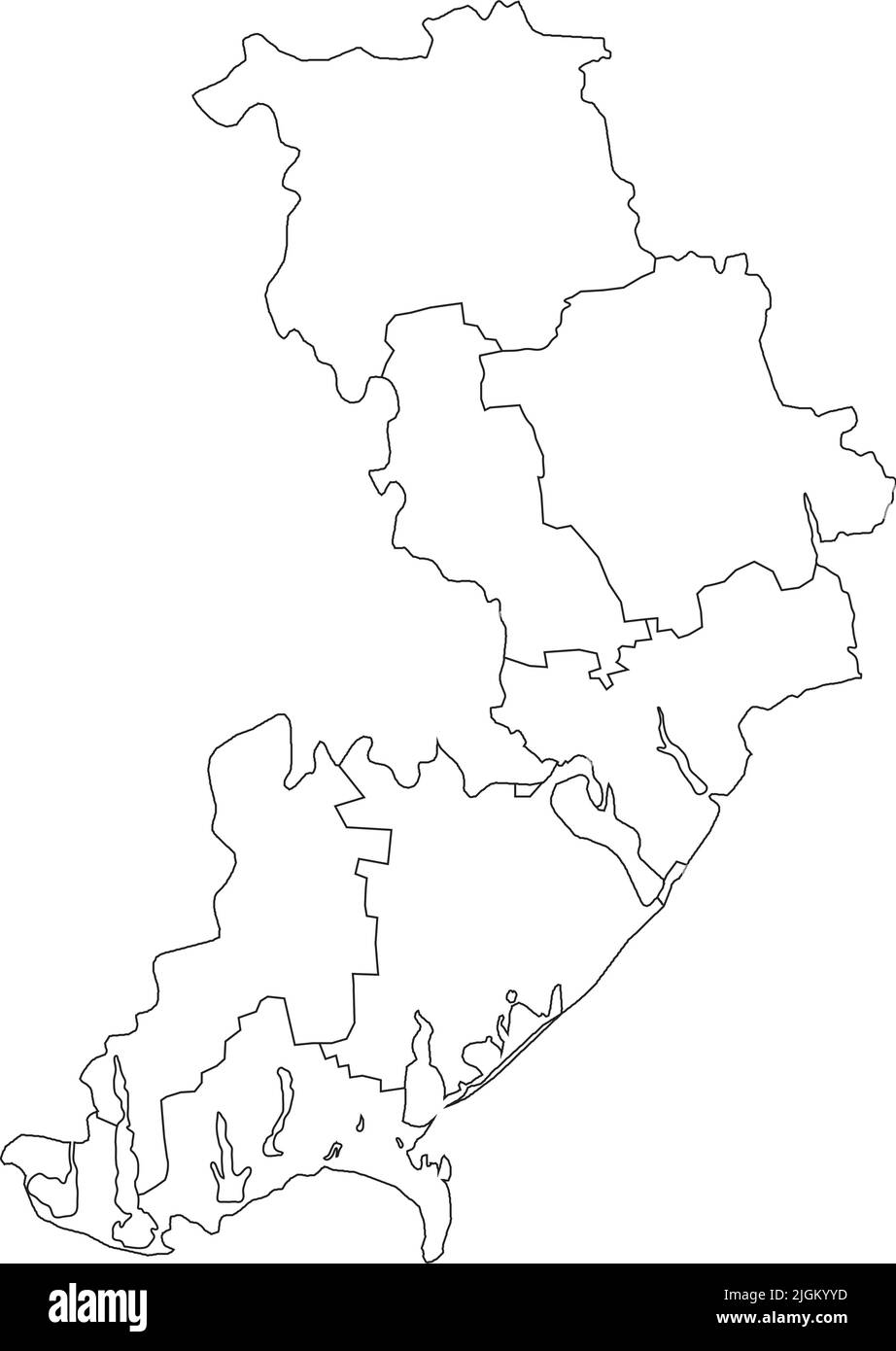Mappa bianca delle raioni dell'OBLAST DI ODESSA, UCRAINA Illustrazione Vettoriale