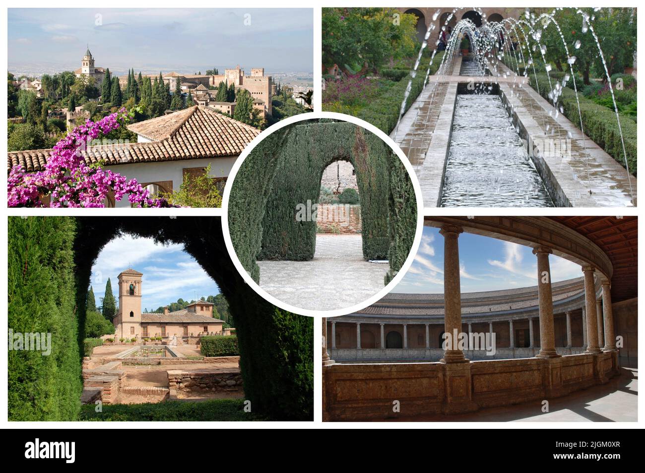 L'Alhambra è un palazzo-fortezza medievale situato nella città di Granada e uno dei monumenti più importanti della Spagna Foto Stock