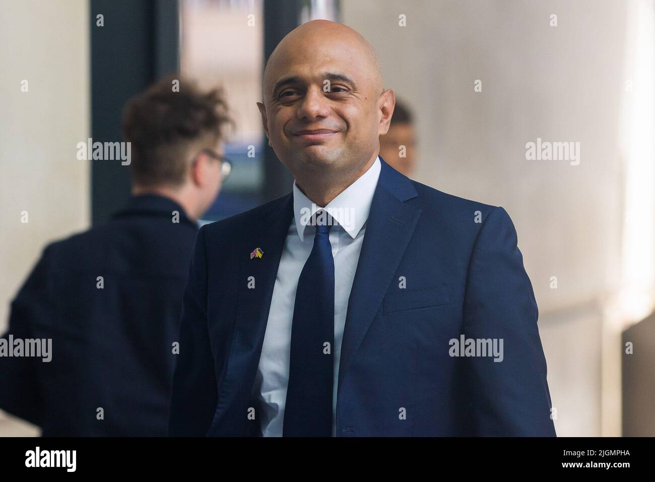 Londra, Regno Unito. 10th luglio 2022. Sajid Javid arriva per Sophie Raworth's "Sunday Morning" presso la BBC Broadcasting House di Londra. Credit: SOPA Images Limited/Alamy Live News Foto Stock