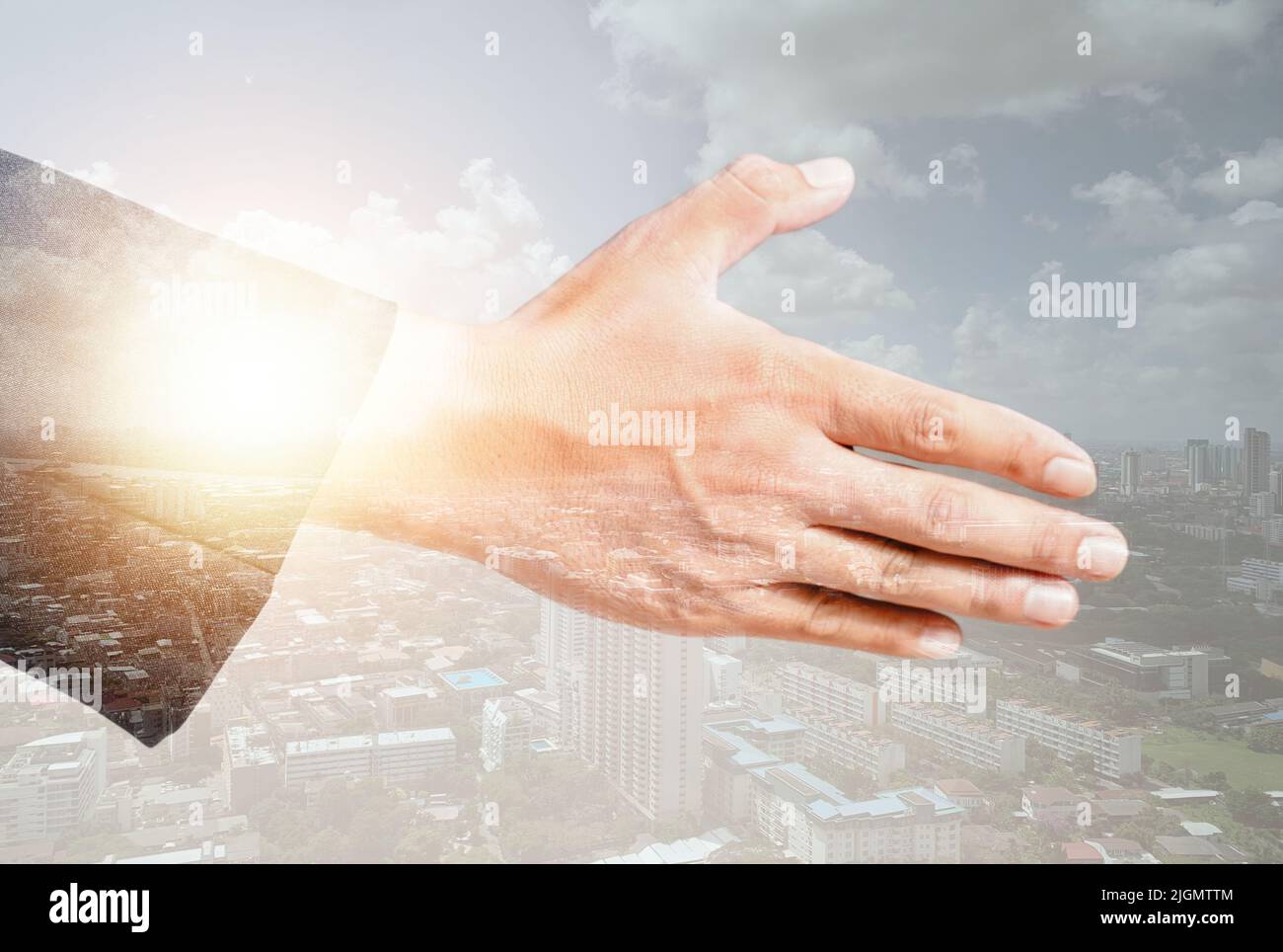 accordo di cooperazione tra imprese a doppia esposizione e costruzione commerciale tra imprese Foto Stock