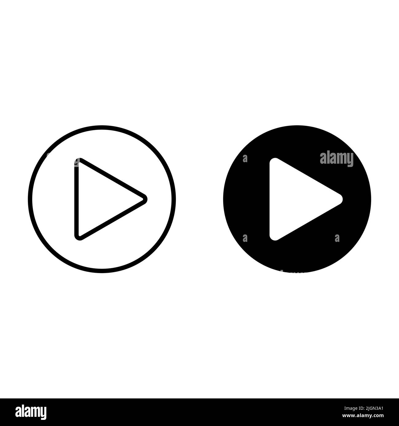 Icona del vettore di riproduzione, pulsante di riproduzione video isolato su sfondo bianco Illustrazione Vettoriale