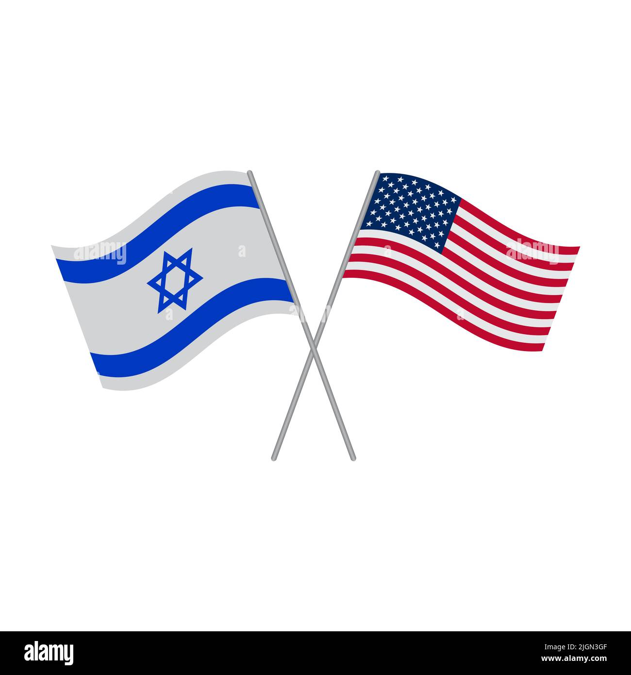 Israele e gli Stati Uniti bandierano icona vettore isolato su sfondo bianco Illustrazione Vettoriale