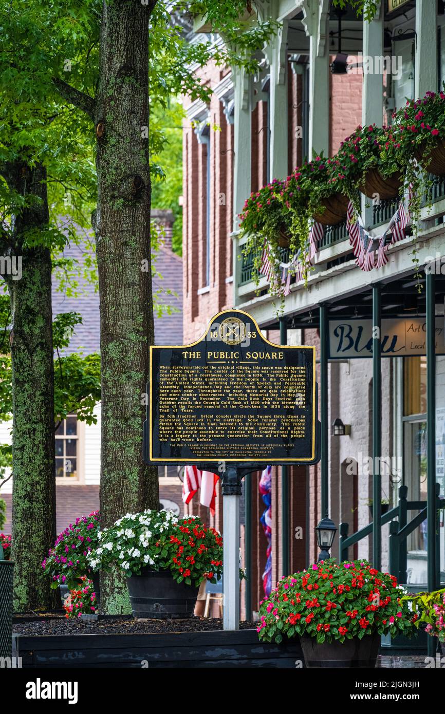 L'affascinante e storica Piazza pubblica nel centro di Dahlonega, Georgia, una popolare destinazione turistica nelle Blue Ridge Mountains della Georgia. (USA) Foto Stock