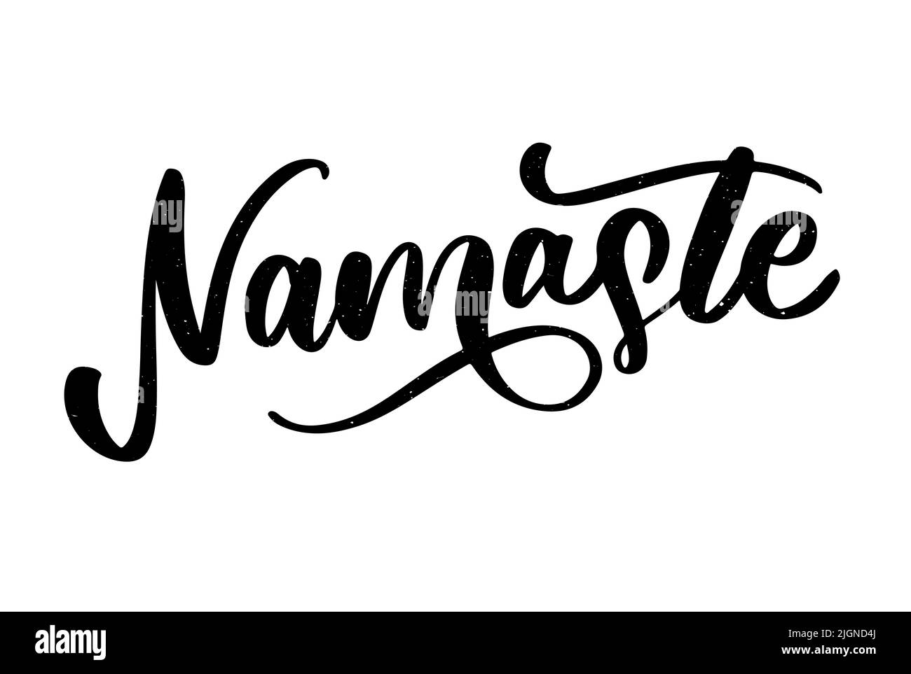 Namaste scritta saluto indiano, Ciao in Hindi T shirt lancetta con lettere a mano design calligrafico. Tipografia vettoriale ispiratrice. Illustrazione Vettoriale