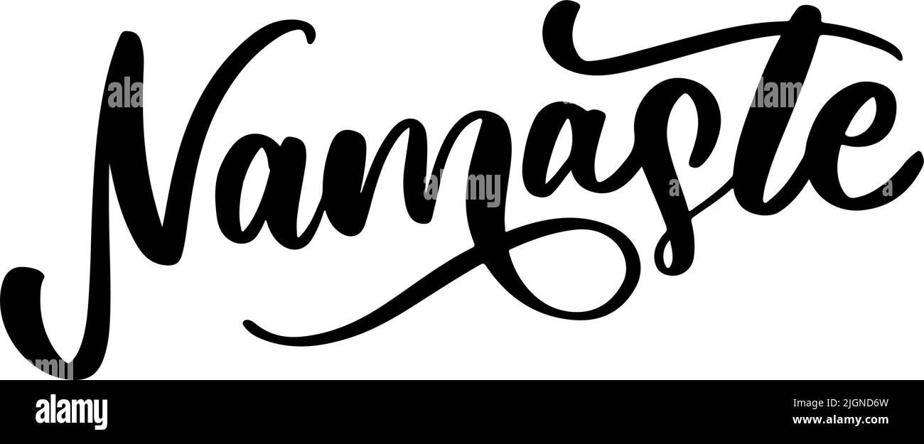 Namaste scritta saluto indiano, Ciao in Hindi T shirt lancetta con lettere a mano design calligrafico. Tipografia vettoriale ispiratrice. Illustrazione Vettoriale