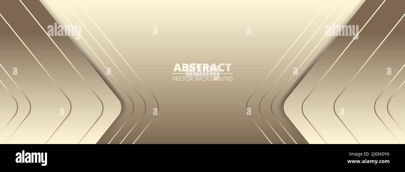 Oro ampio sfondo astratto di lusso con linee dorate, frecce, angoli e ombre. Elegante sfondo astratto orizzontale dorato di lusso. Vettore Illustrazione Vettoriale
