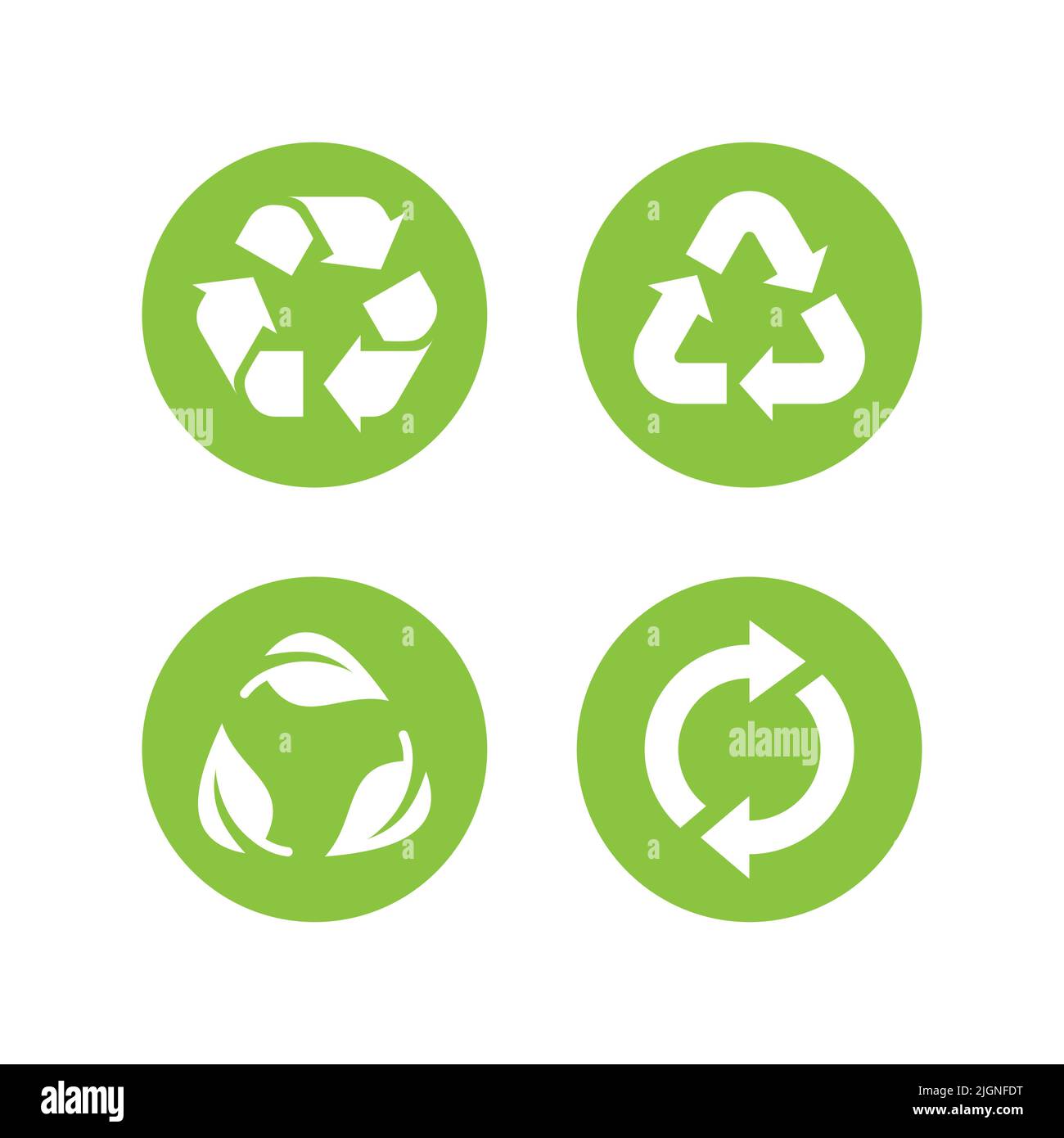 Frecce di ricircolo nell'icona del vettore circolare. Simbolo di riciclaggio e set di simboli del ciclo delle lamelle. Illustrazione Vettoriale