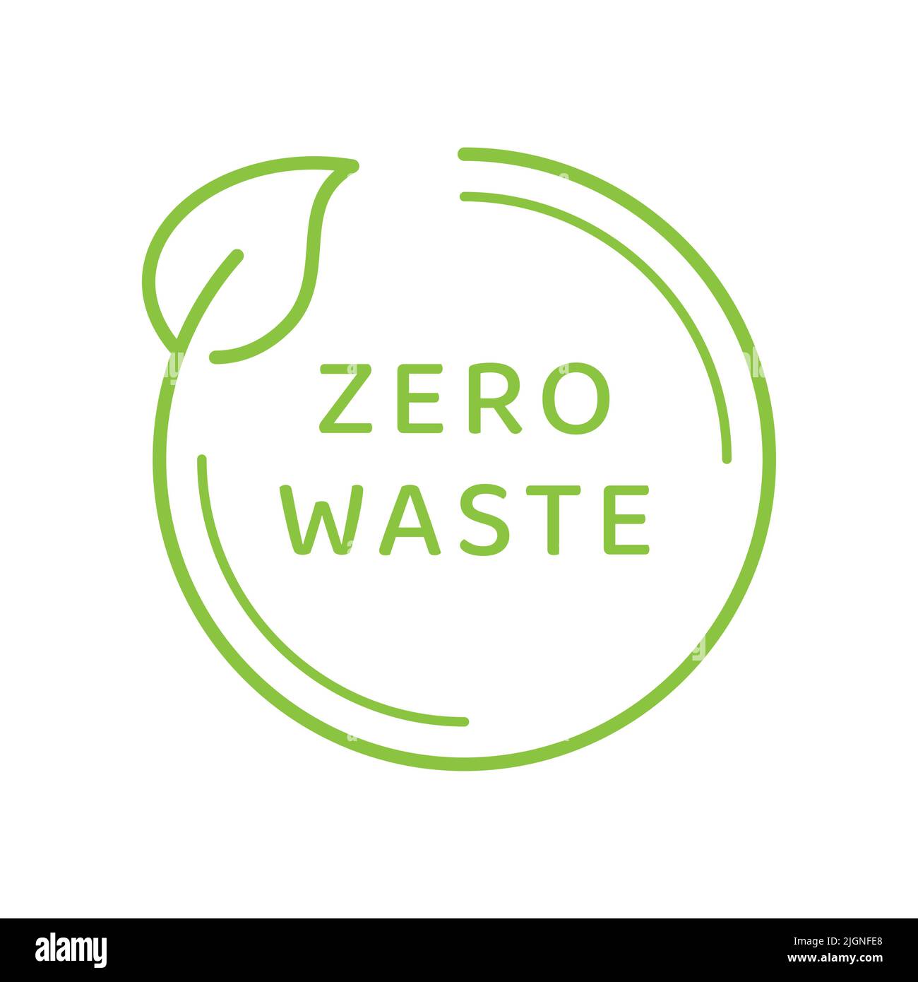 Etichetta vettore semplice Zero Waste. Logo ecologico con foglia. Illustrazione Vettoriale