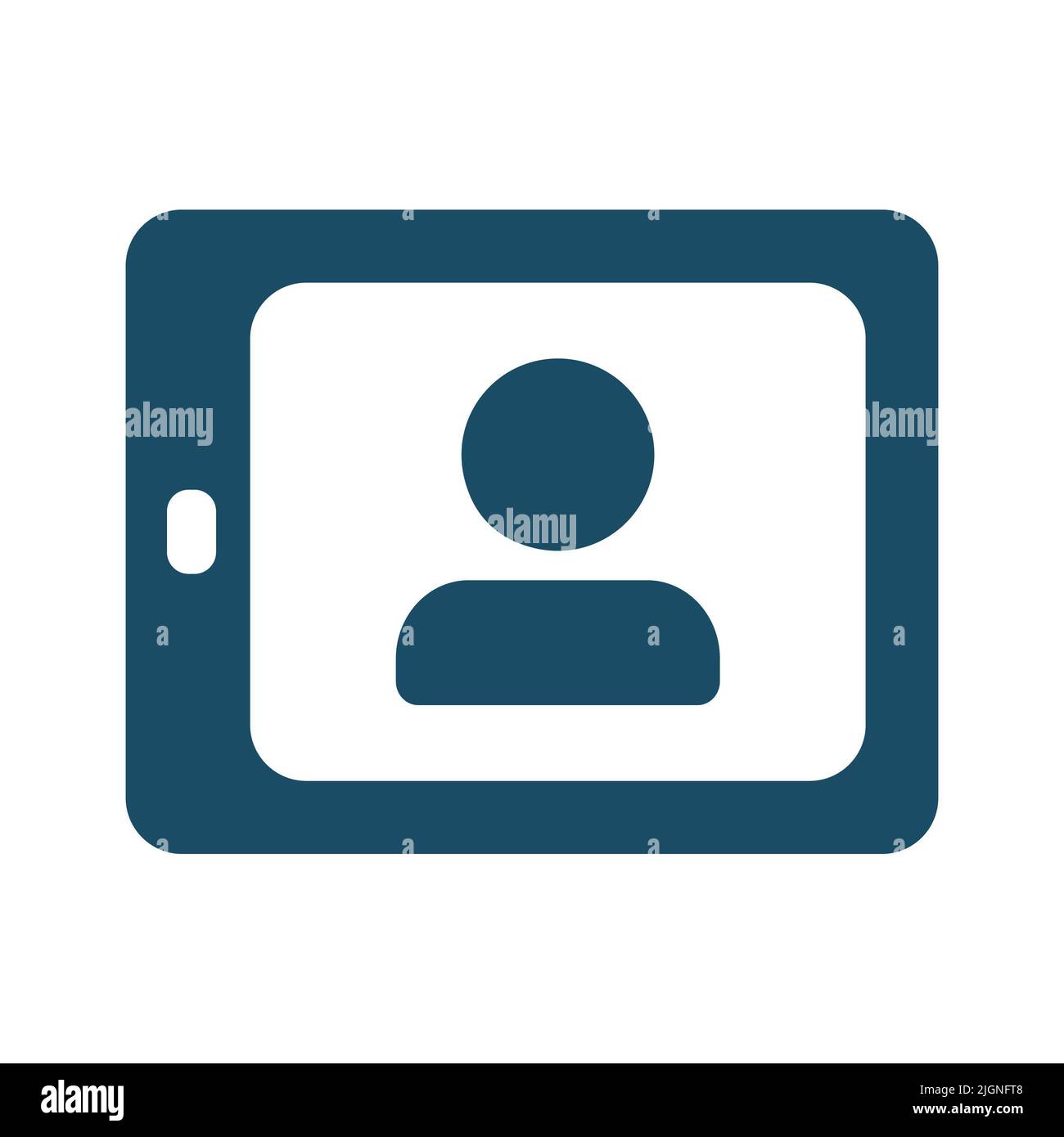 Video conferenza, webinar, icona riunione di alta qualità in blu scuro. Pittogramma, tecnologia, oggetto. Utile per siti Web, banner, biglietti d'auguri, app. Foto Stock