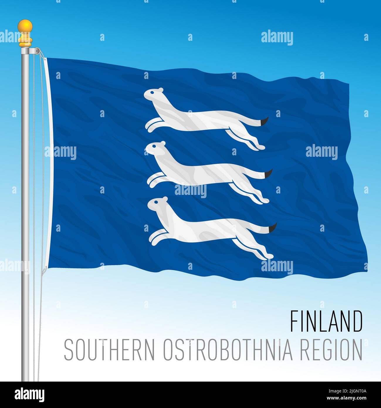 Bandiera regionale dell'Ostrobotnia meridionale, Repubblica di Finlandia, UE, illustrazione vettoriale Illustrazione Vettoriale