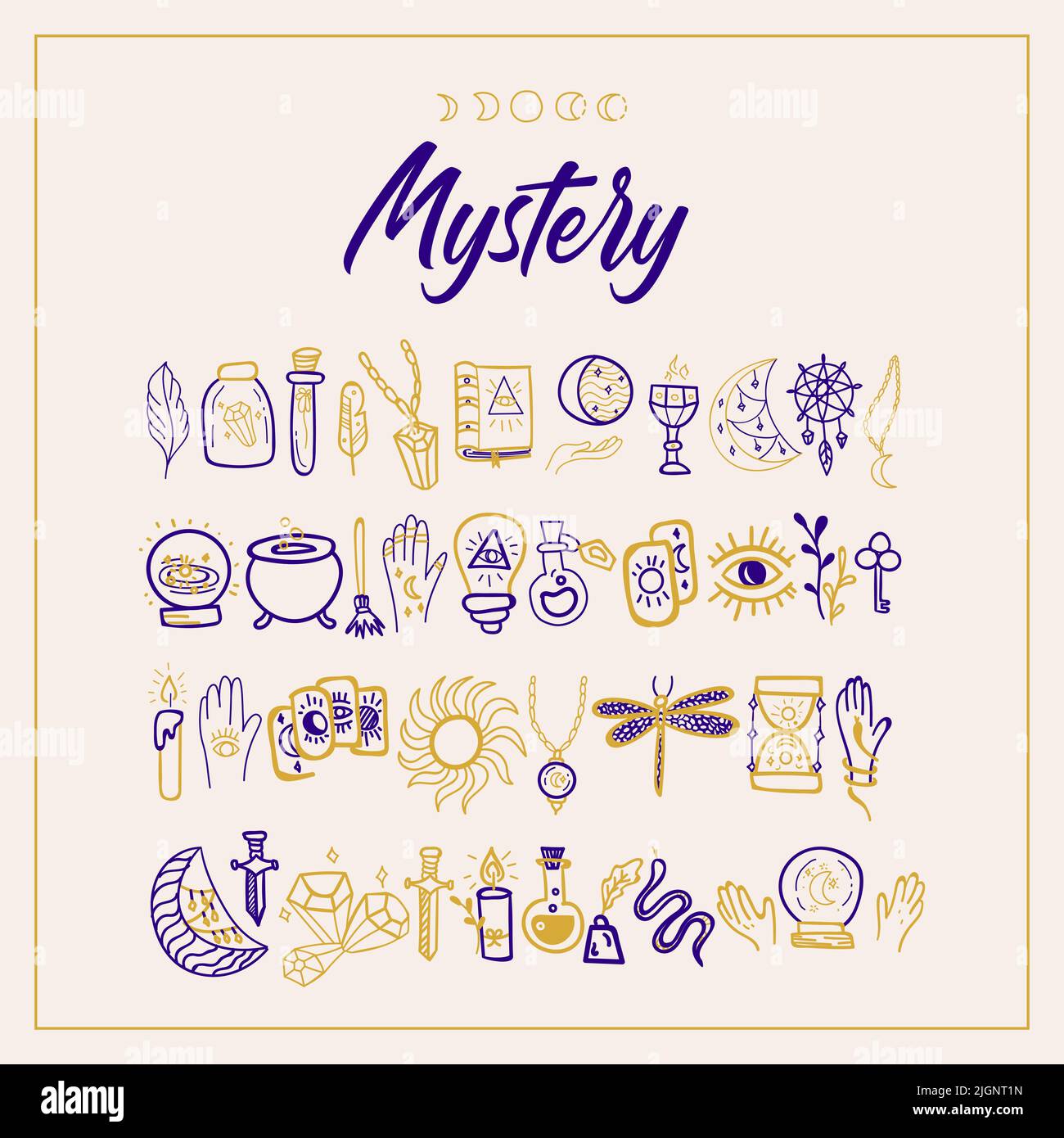 Mistero Doodle set Illustrazione Vettoriale