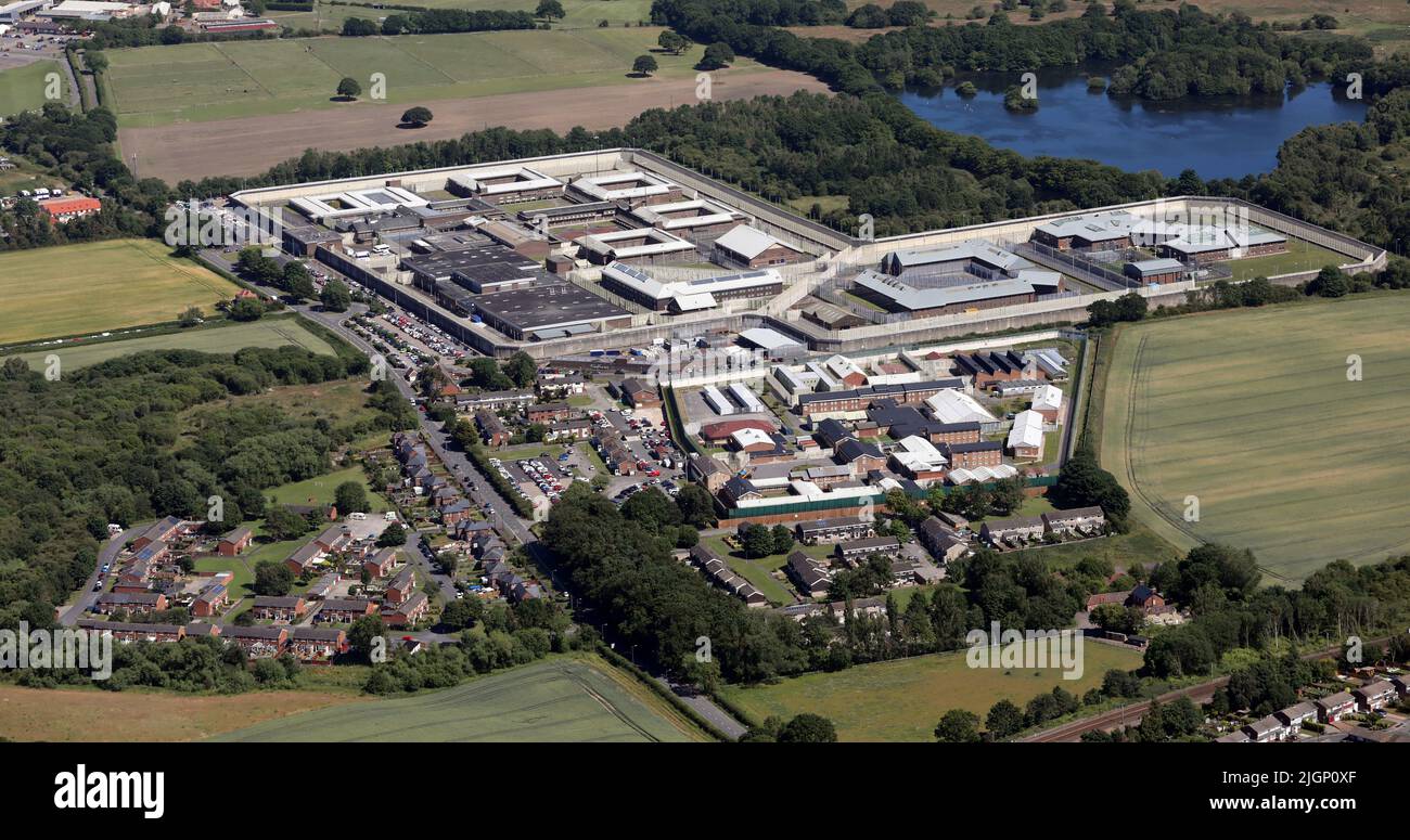 Vista aerea del carcere HM Frankland & Long Newton prigione, County Durham, Regno Unito Foto Stock