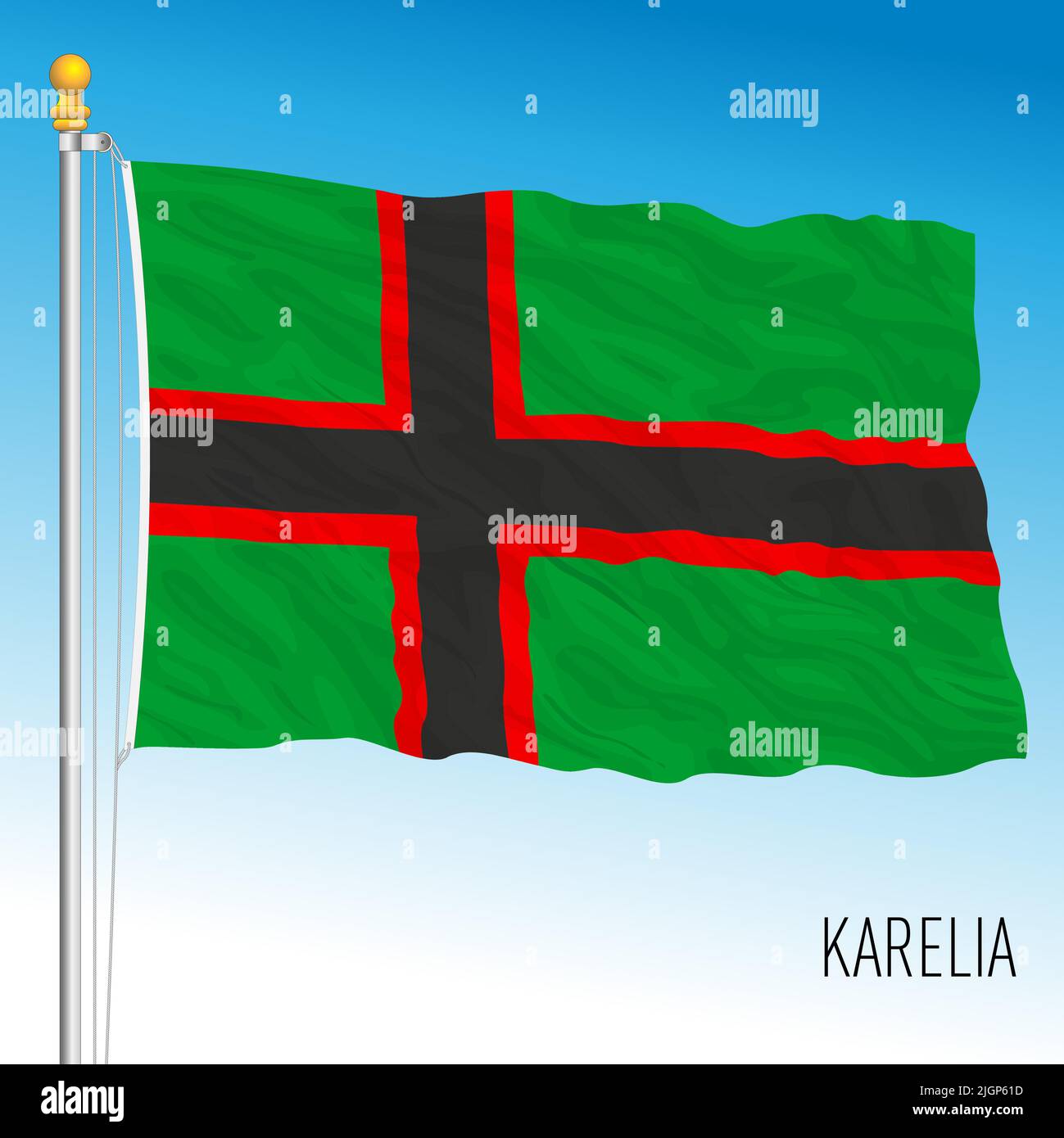 Bandiera del territorio di Karelia, Europa settentrionale, illustrazione vettoriale Illustrazione Vettoriale