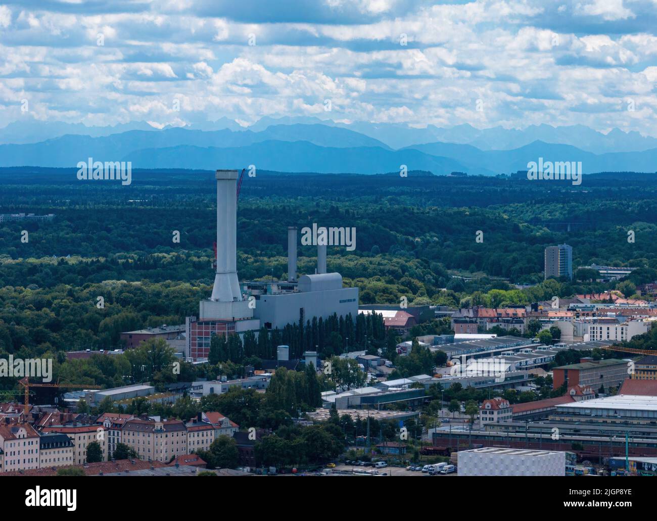 La centrale combinata di calore ed energia elettrica a Monaco di Baviera, Germania Foto Stock