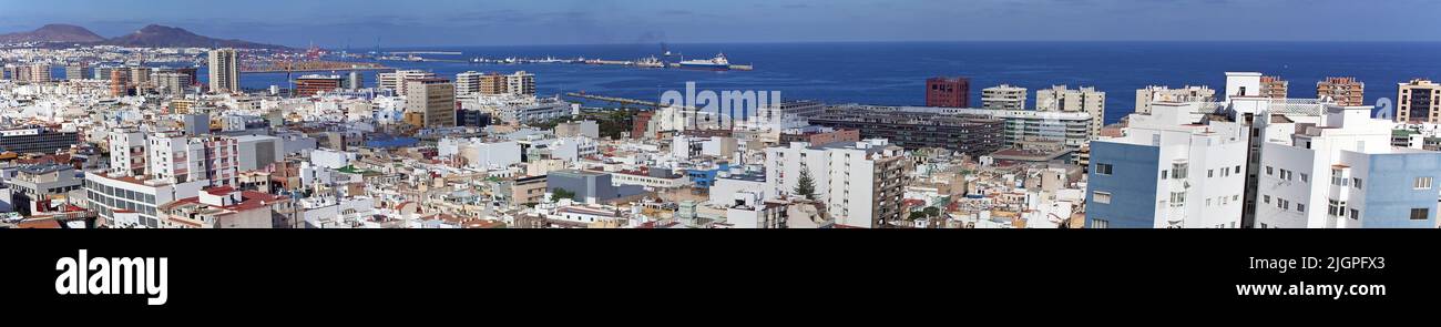 Panoramica, città di Las Palmas, Gran Canaria, Isole Canarie, Spagna, Europa Foto Stock