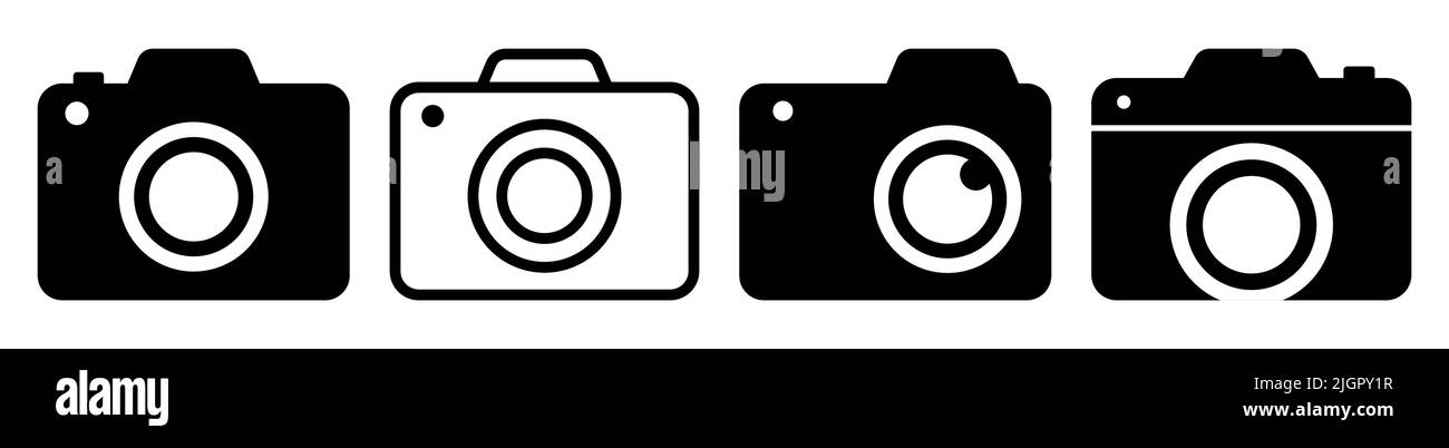 Set di icone della fotocamera. Progettare applicazioni Web e mobili. Illustrazione vettoriale Illustrazione Vettoriale