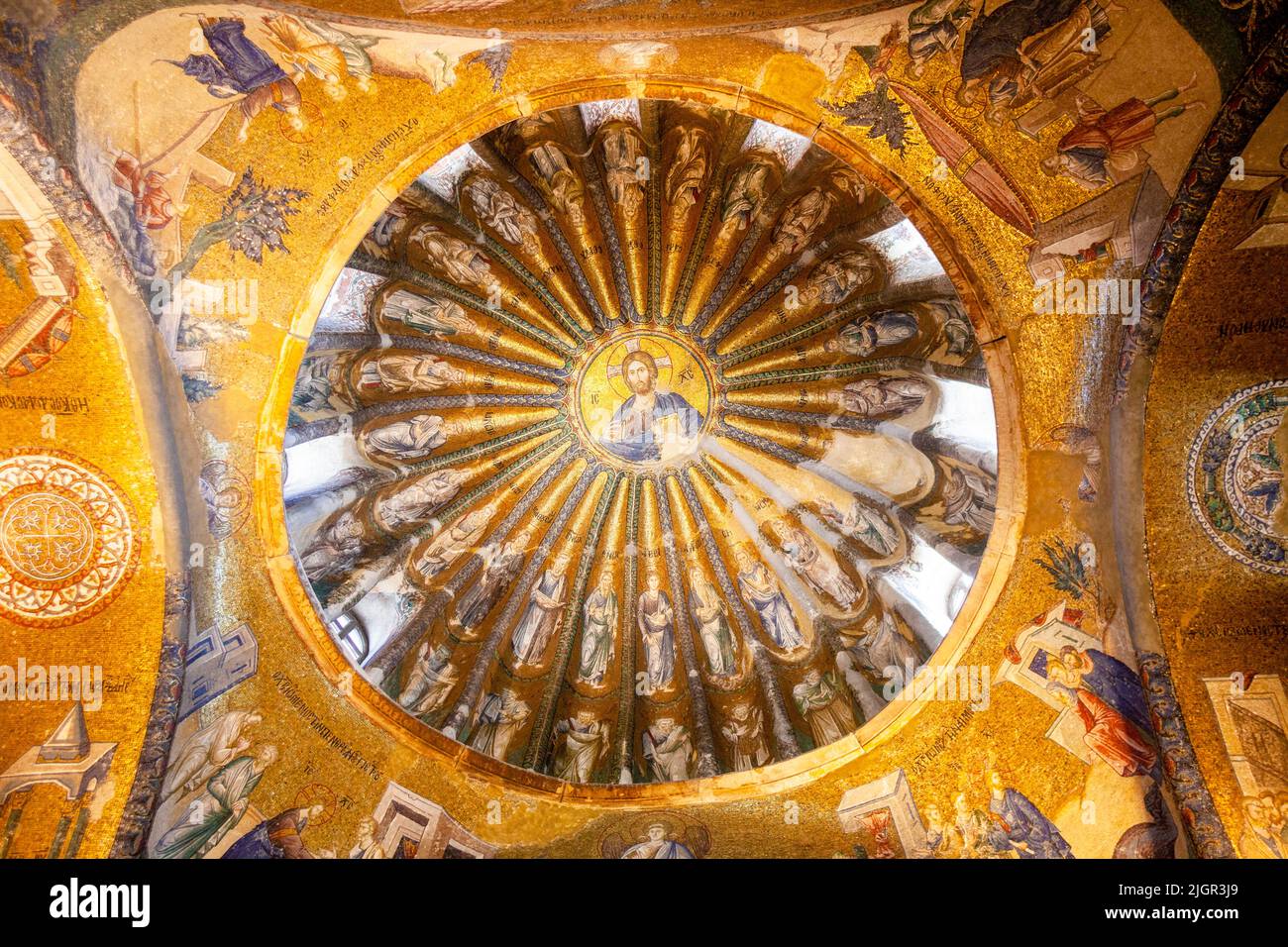 Mosaico che mostra Cristo e i suoi antenati, interno della Chiesa di San Salvatore, Chora, Istanbul, Turchia, Asia occidentale Foto Stock