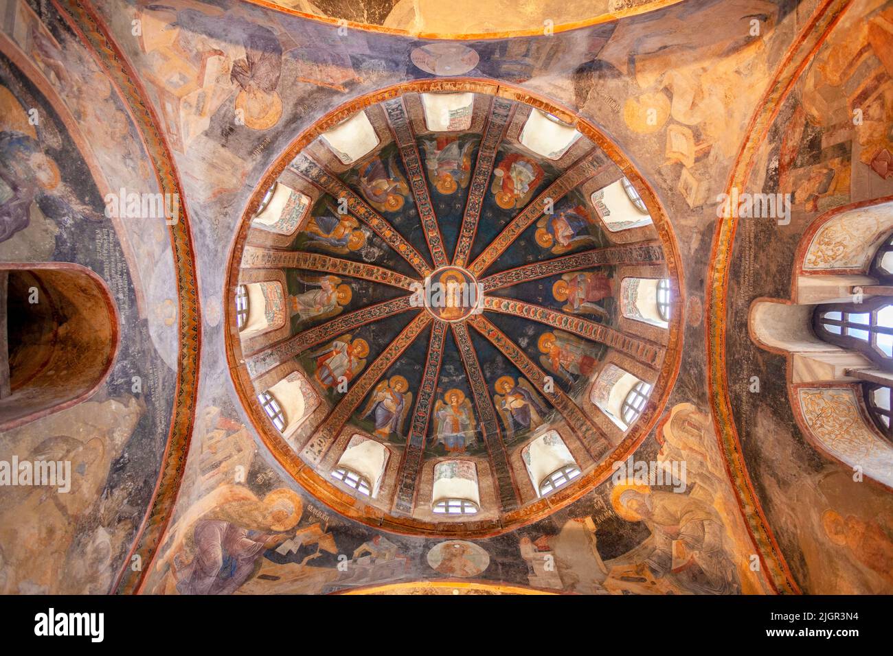 Vergine Madre e bambino affresco, Interno della chiesa di San Salvatore, Chora, Istanbul, Turchia Foto Stock