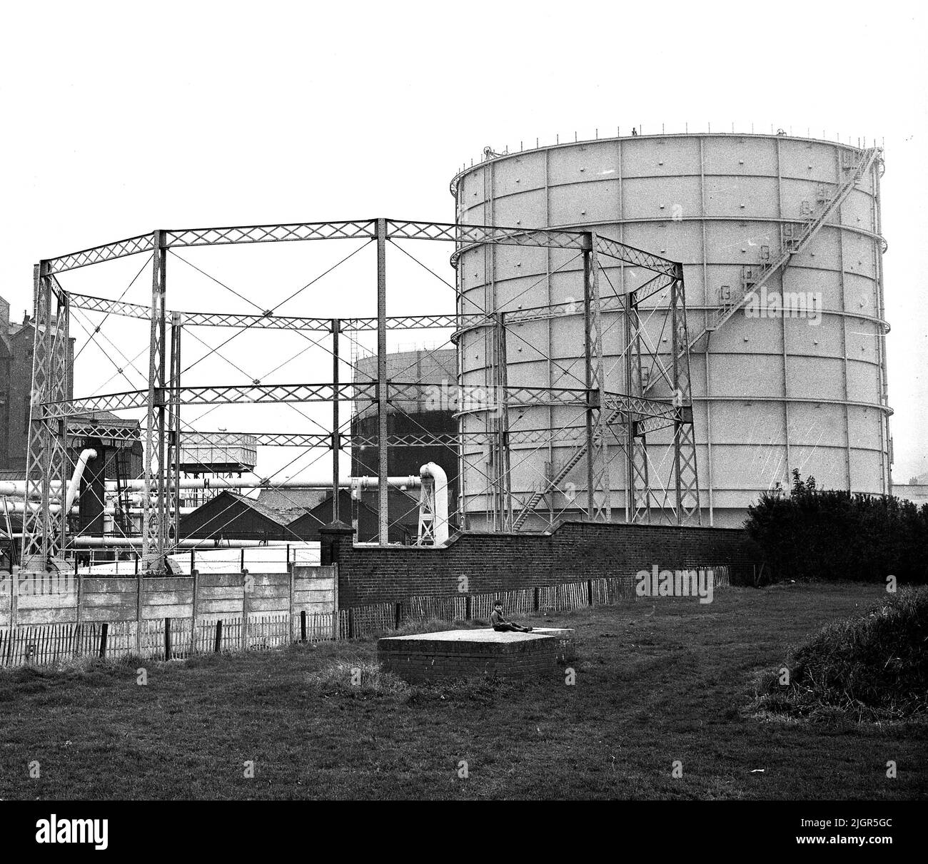 Le officine del gas e gasometro in Wellington 1968 Foto Stock