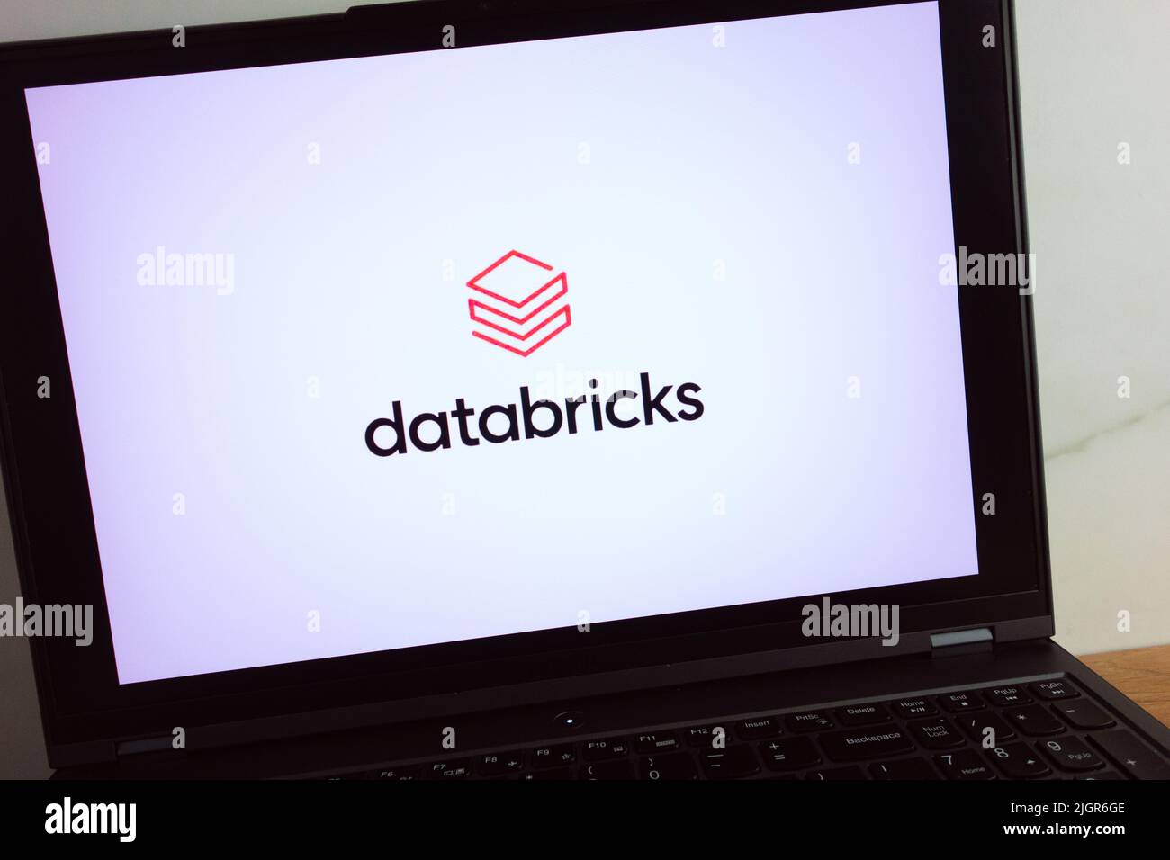 KONSKIE, POLONIA - 11 luglio 2022: Visualizzazione del logo della società di software aziendale Databricks sullo schermo del computer portatile Foto Stock