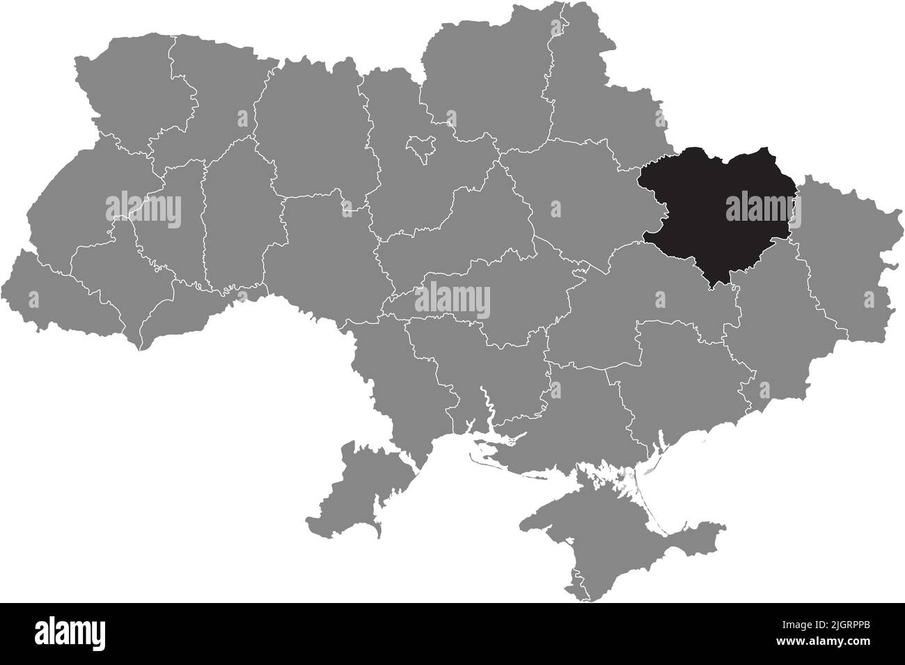 Mappa di localizzazione di KHARKIV OBLAST, UCRAINA Illustrazione Vettoriale