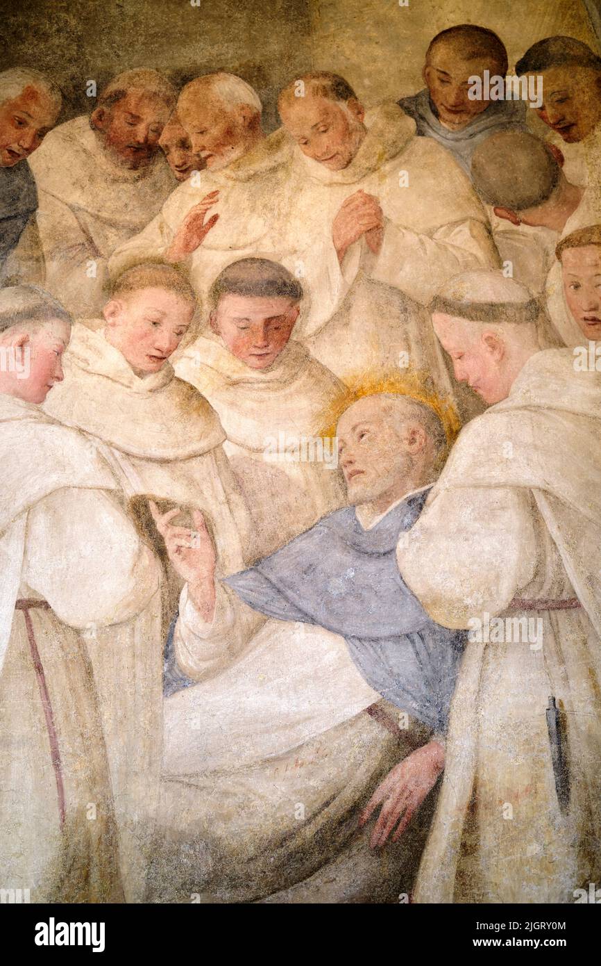 Opera del chiostro nella Chiesa di Santa Maria Novella a Firenze Foto Stock