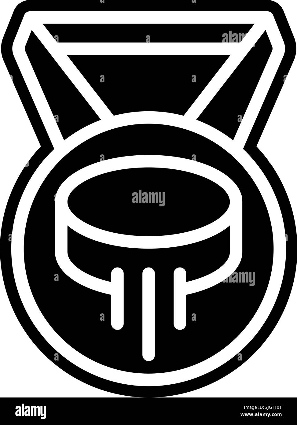 Icona della medaglia di hockey . Illustrazione Vettoriale