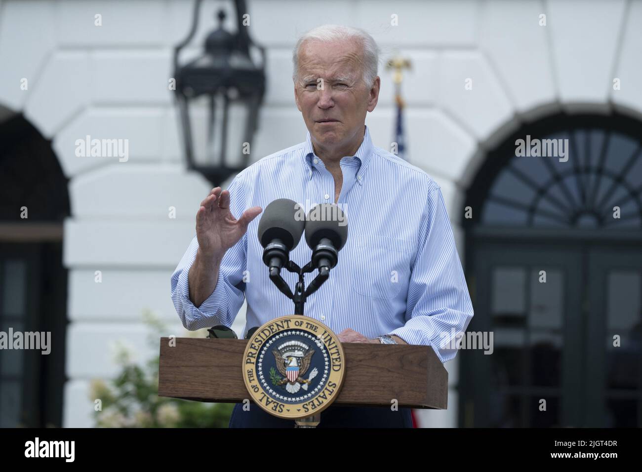 Washington, Stati Uniti. 12th luglio 2022. Il presidente Joe Biden parla durante il picnic del Congresso sul prato meridionale della Casa Bianca a Washington, DC martedì 12 luglio 2022. Foto di Chris Kleponis/UPI Credit: UPI/Alamy Live News Foto Stock