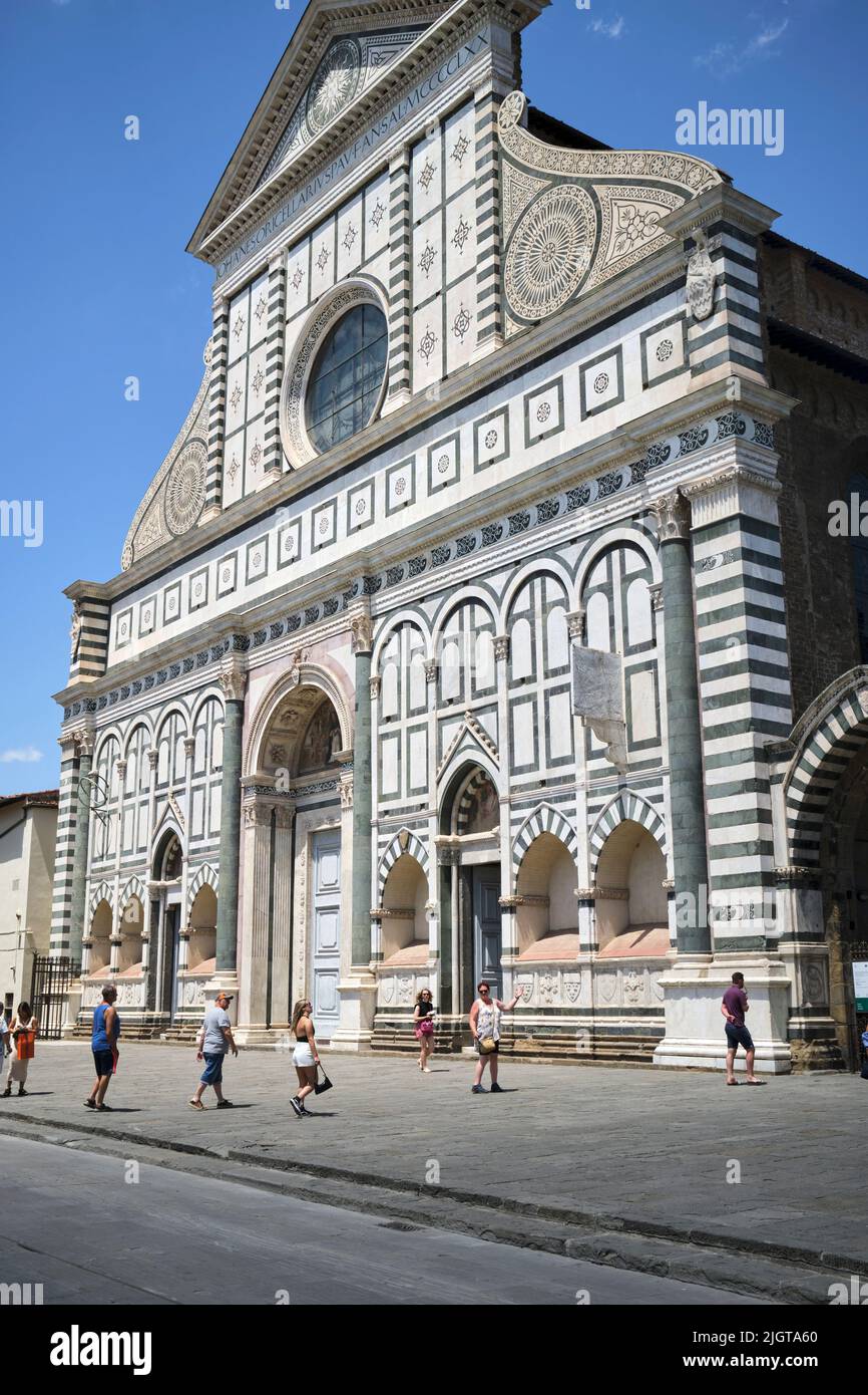 Facciata esterna Chiesa di Santa Maria Novella Firenze Italia Foto Stock