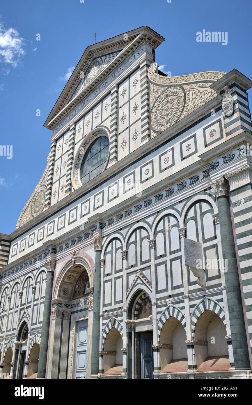 Facciata esterna Chiesa di Santa Maria Novella Firenze Italia Foto Stock