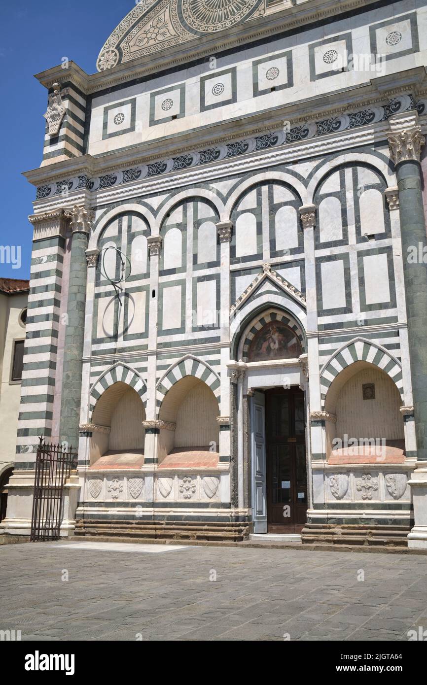 Facciata esterna Chiesa di Santa Maria Novella Firenze Italia Foto Stock