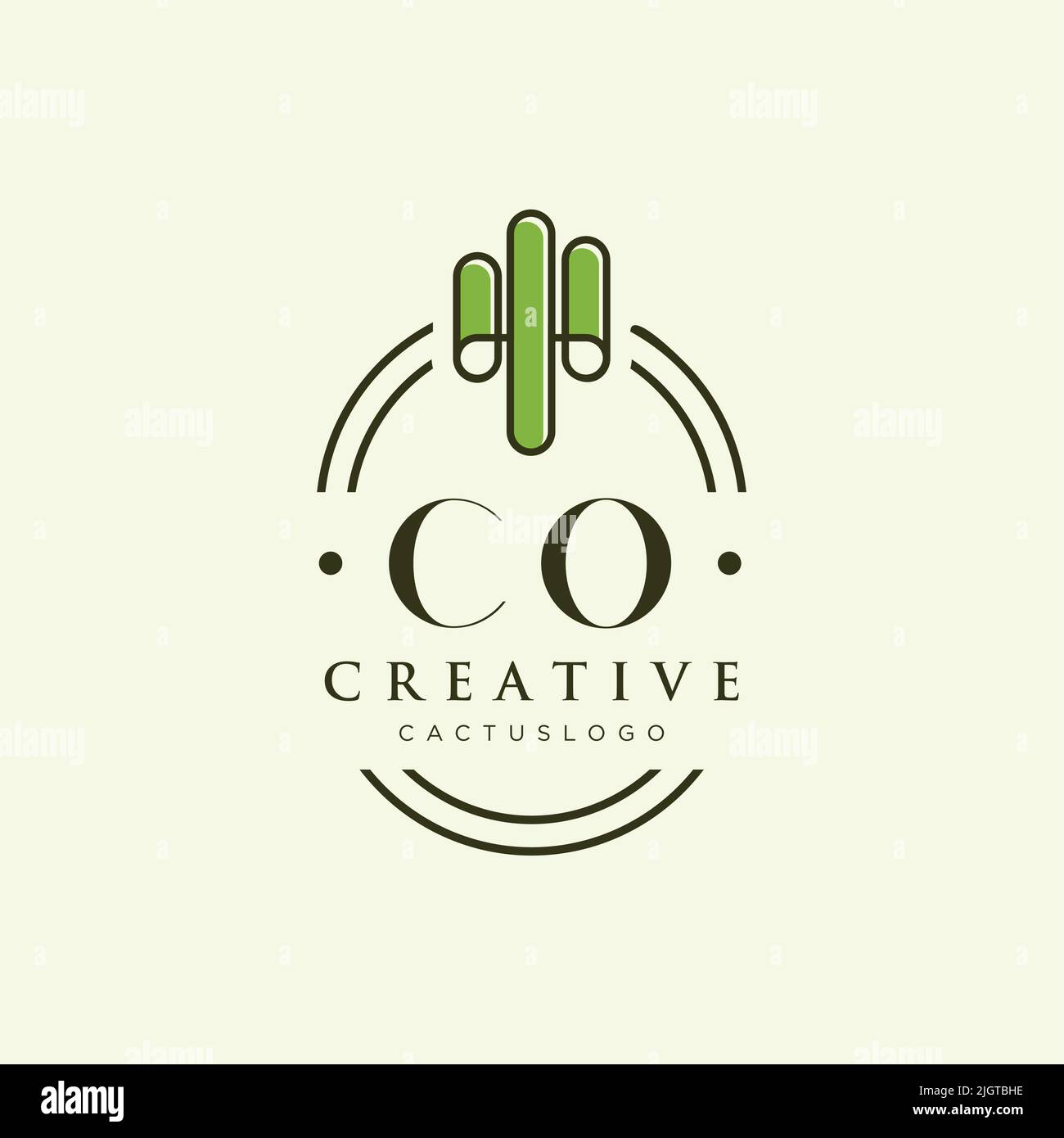 VETTORE modello logo CACTUS verde lettera iniziale CO Illustrazione Vettoriale