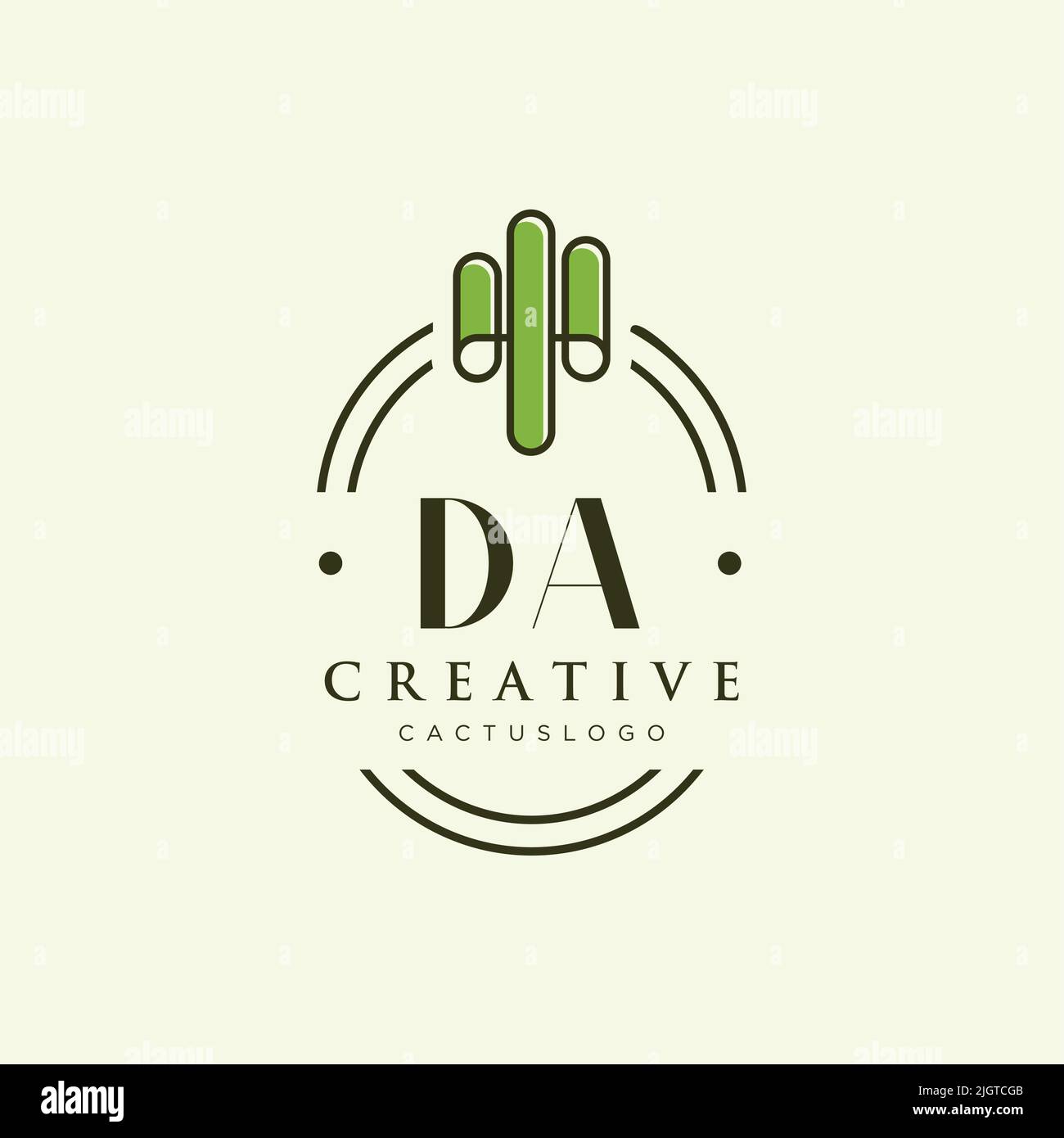 DA iniziale lettera verde cactus logo modello vettore Illustrazione Vettoriale