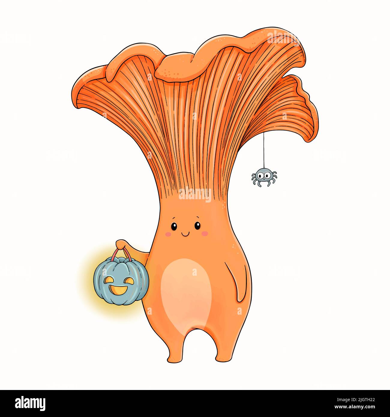 Halloween cute chanterelle jack o lanterna vettore Illustrazione Vettoriale