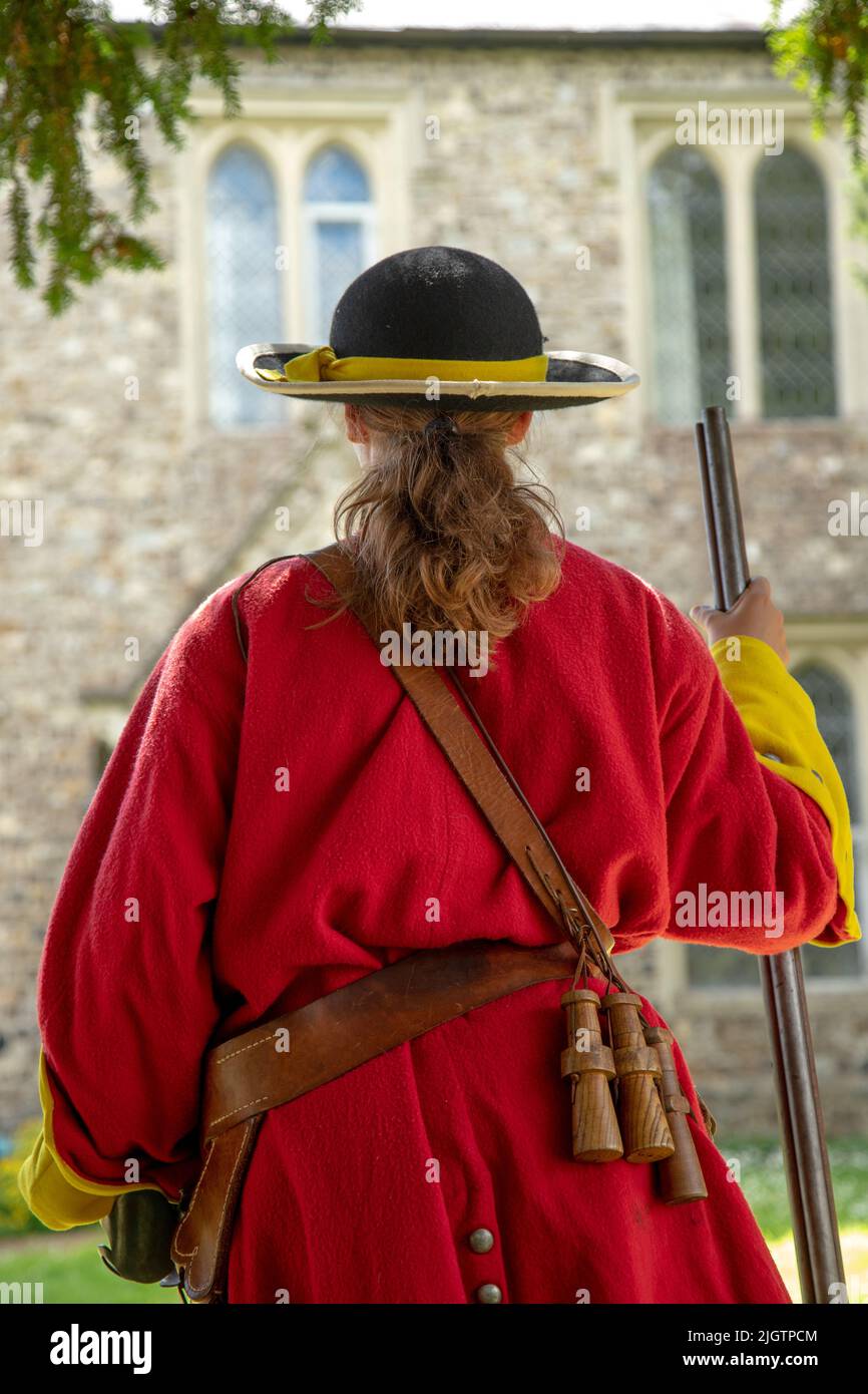Uniforme rivestita di rosso dell'esercito britannico dal 17th secolo Foto Stock