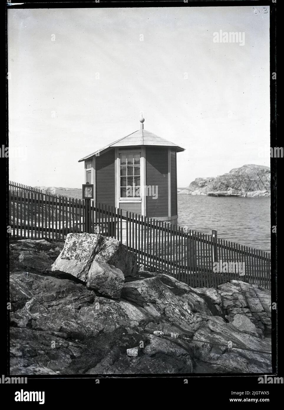 Aprile 1924 Località: Smögen, Bohuslän. Obiettivo: Meijer Meteo: Sun Registration Pegel, il cosiddetto 'mareografo' di Smögen. Foto Stock