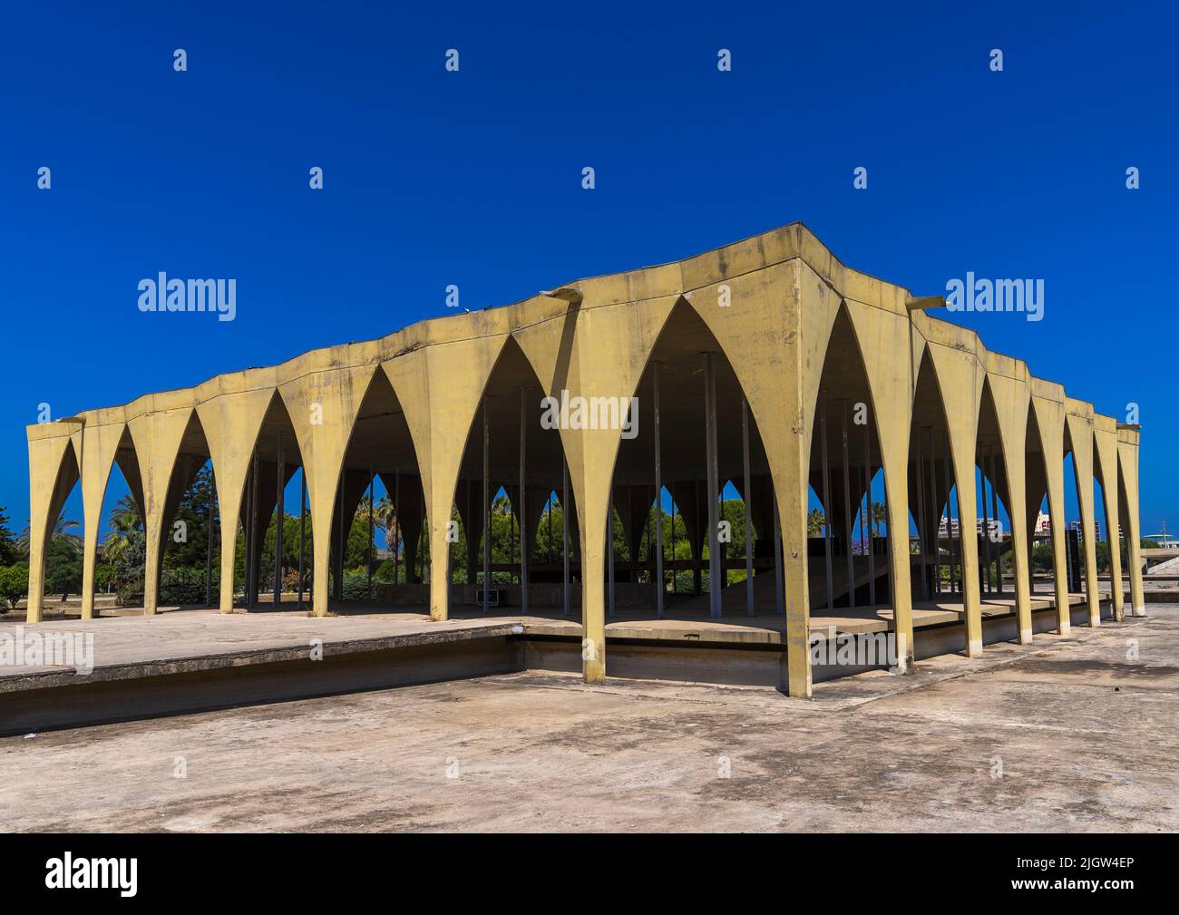 padiglione libanese alla Fiera Internazionale Rashid Karami di Oscar Niemeyer, Governatorato del Nord, Tripoli, Libano Foto Stock